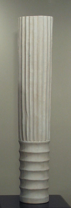36'' High Hand Carved Solid Wood Tambuli Vase, White