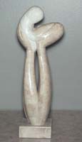 New Beginning  Sculpture, Beige Fossil Stone with White Ivory Stone