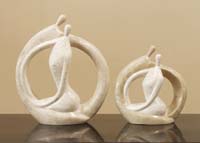 Endless Love Sculpture, Short, Beige Fossil Stone/White Ivory Stone Finish