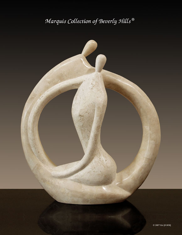 Endless Love Sculpture, Tall, Beige Fossil Stone/White Ivory Stone Finish