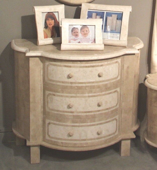Morgan 3-Drawer Chest, Beige Fossil Stone with White Ivory Stone