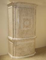Aristotle Armoire - TOP, Beige Fossil Stone with White Ivory Stone