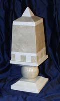 Obelisk Secret Box  White Ivory with Beige Fossil Stone