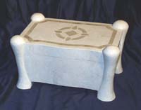 Saturnino Box, 100% Natural Inlaid White.Ivory Stone w/ Beige Fossil Stone Inlay