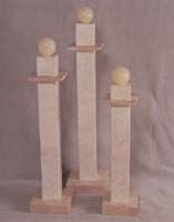 Medium Empire Candleholder White Ivory Stone w/ Beige Foss Stone