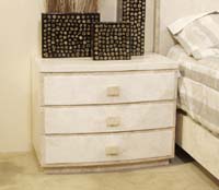Bonsoir Nightstand, White Ivory Stone with Beige Fossil Stone