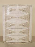Allure Diamond 5-Drawer Chest, White Ivory  Stone with Beige Fossil Stone
