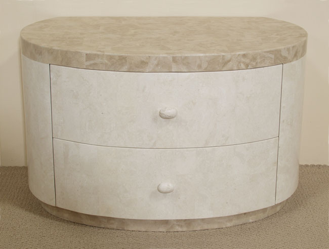 Classic Allure Nightstand, White Ivory  Stone with Beige Fossil Stone - 21