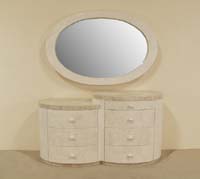 Classic Allure Twin Dresser, White Ivory  Stone with Beige Fossil Stone