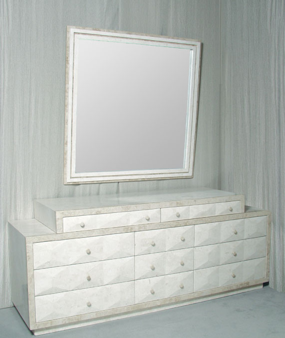 Baguette Dresser - BASE, White Ivory Stone with Beige Fossil Stone