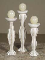 Scallop Candleholder, Small, White Ivory Stone with Beige Fossil Stone