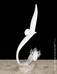 Flight Sculpture, White Ivory Stone/Beige Fossil Stone/Stainless Steel