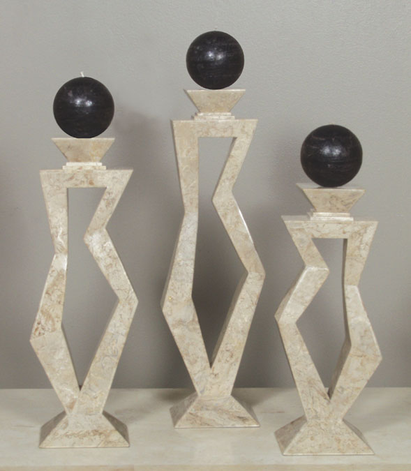 Pose Candleholder, Large, 100% NATURAL INLAID Cantor Stone