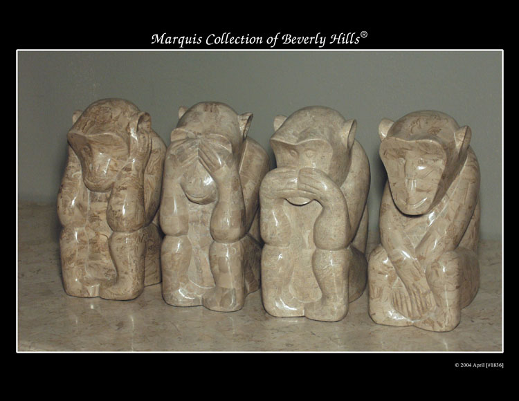 Monkey Business Sculpture, Cantor Stone (Set of 4)