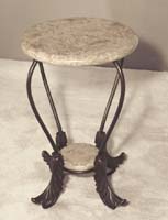 South Seas Side Table, Cantor Stone (with Bull Nose Round Top & Flared Leaf Legs)