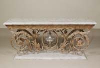Grand Console with Greek Key Design Cantor Stone with Iron Accent