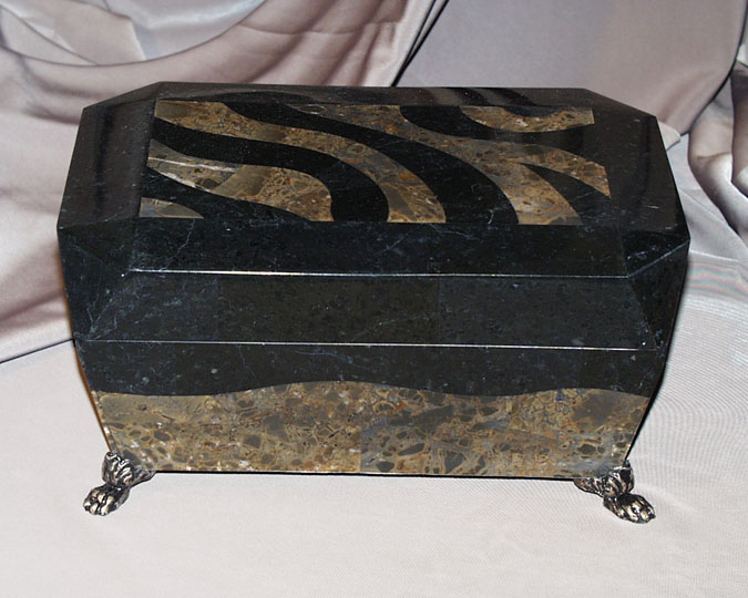 Emmanuel Box Black Stone and Snakeskin Stone with  legs