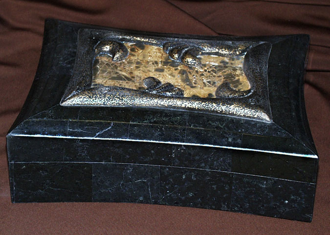 Priscilla Box, Chameleon Box, 100% Natural Inlaid Black Stone with Snakeskin Stone Inlay