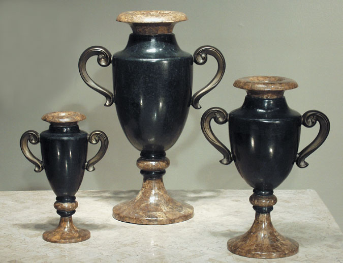 Murano Vase, Large, Black Stone with Snakeskin Stone