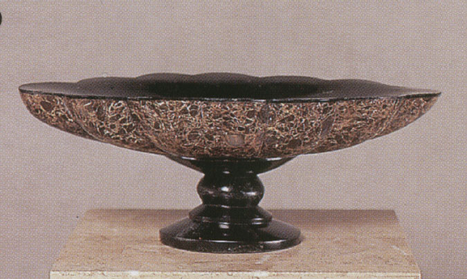 Shell Bowl, Hand Carved Black Stone w/SnakeSkin Stone Inlay