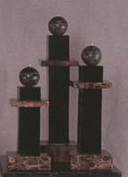 Medium Empire Candleholder (Table Model)  Black Stone with Snakeskin Stone