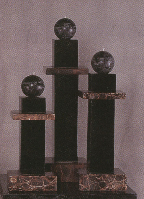 Large Empire Candleholder (Table Model)  Black Stone with Snakeskin Stone