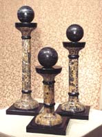 Sm. ESL Traditional Candleholders, Black Stone w/ Snakeskin Stone