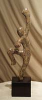 Dancer Sculpture-LEFT, 100% NATURAL carved Snakeskin Stone Top & Black Stone Base
