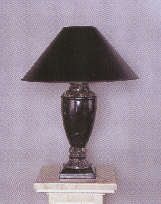 Prescott Lamp Blk Stone with Snakeskin Stone Wired No Shade