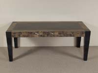 Cube Rectangle Cocktail Table, 100% NATURAL Inlaid Black Stone with Snakeskin Stone