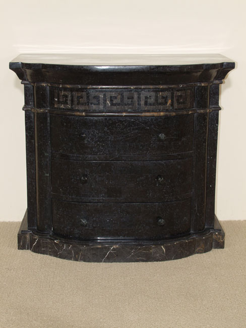 Aristotle Large Nightstand with Greek Key Design,  Black Stone with Snakeskin Stone - 30