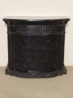 Aristotle Large Nightstand with Greek Key Design,  Black Stone with Snakeskin Stone - 30