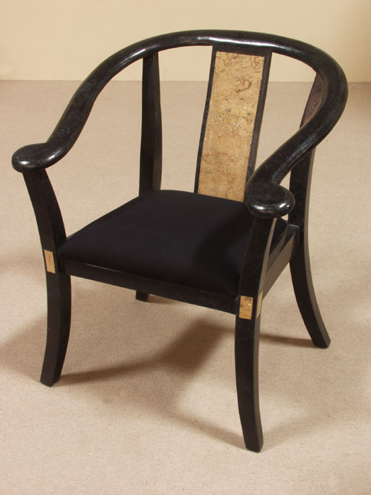 Lito Chair, 100% NATURAL carved Black Stone w/Snakeskin Stone Inlay (PLACE WITH RECEPTION DESK)