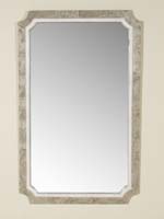 Curved Corner Mirror Frame, Cantor Stone with White Ivory Stone  (mirror included)