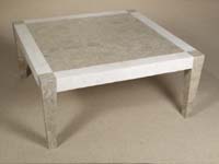 Cube Square Coffee Table, 100% NATURAL Cantor Stone with White Ivory Stone