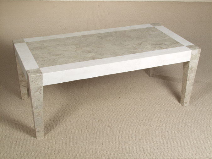 Cube Rectangular Cocktail Table, Cantor Stone with White Ivory Stone