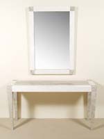 Cube Mirror Frame, 100% NATURAL Inlaid Cantor Stone w/White Ivory Stone Inlays