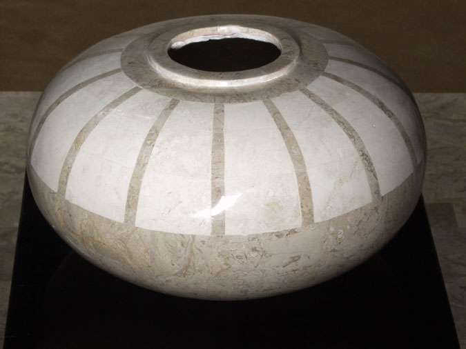 Deco Vase, 100% NATURAL carved Cantor Stone with White Ivory Stone