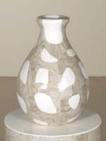 Waterdrop Shaped Vase, Large, 100% NATURAL Inlaid White Ivory Stone w/Cantor Stone