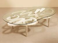 Wild Dreams Cocktail Table, White Ivory Stone/Cantor Stone/Beige Fossil Stone/Crystal Woodstone/White Agate Stone Finish