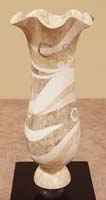 Teramo Vase, Crystal Woodstone/Pastor Stone/Smokey Agate Stone/White Fossil Stone Finish