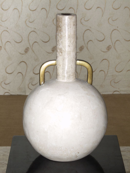Laguna Vase, White Ivory Stone with Cantor Stone