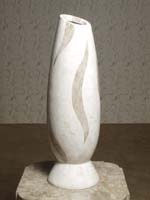 Giraffe Slice  Vase - White Ivory Stone with Cantor Stone