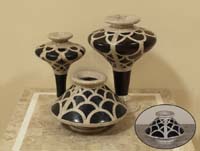 Circles Vase, Small, 100% Natural Inlaid Cantor Stone with Black Stone
