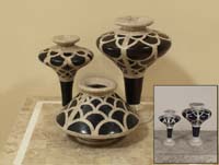 Circles Vase, Medium, 100% Natural Inlaid Cantor Stone with Black Stone