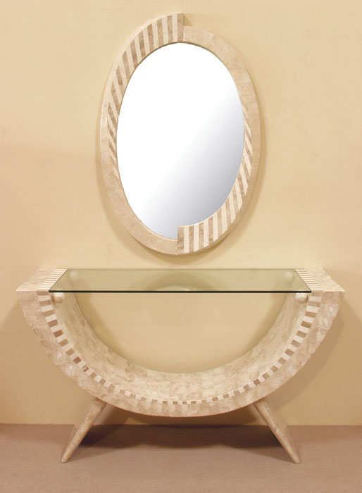 Park Avenue Mirror Frame, Beige Fossil Stone/White Ivory Stone/Cantor Stone
