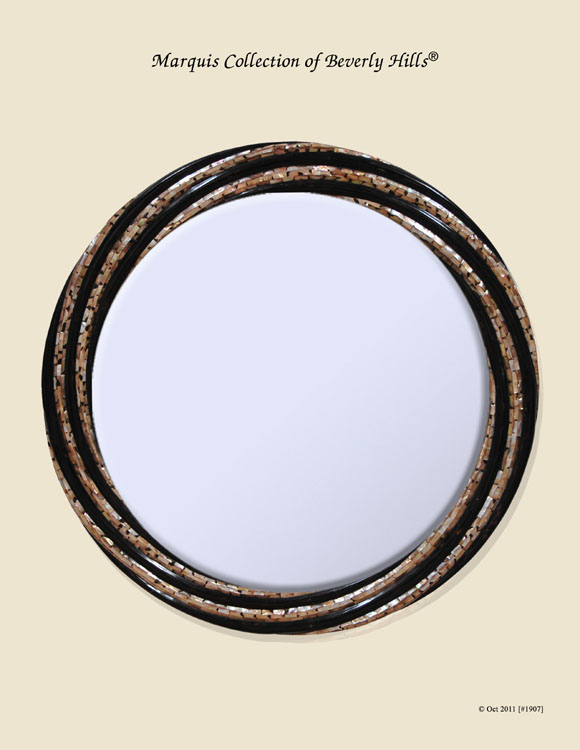 Eternity Mirror Frame, Brown Lip Seashell with Black Pen Finish