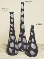 Teardrop Shaped Vase, Medium, 100% Natural Inlaid Black Stone with GreyStone