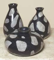 Waterdrop Shaped Vase, Small, 100% Natural Inlaid Black Stone with GreyStone
