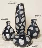 Waterdrop Shaped Vase, Medium, 100% Natural Inlaid Black Stone with GreyStone